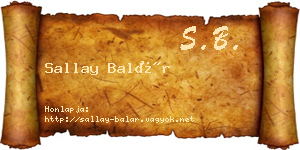 Sallay Balár névjegykártya
